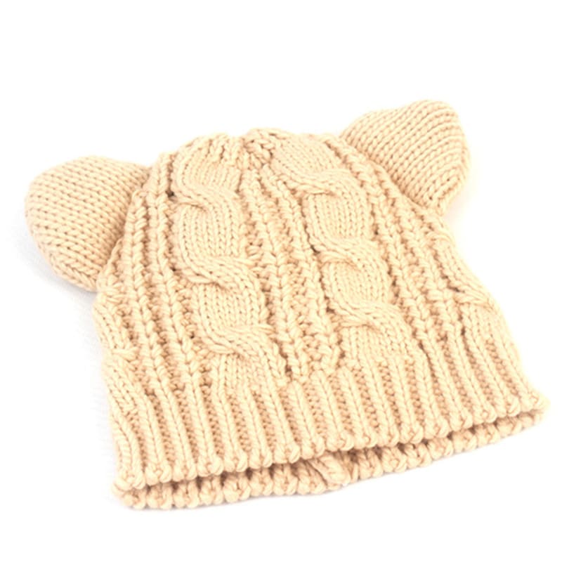 Universal Chemistry Bear Twist Knit Beige Beanie Bear Beanie