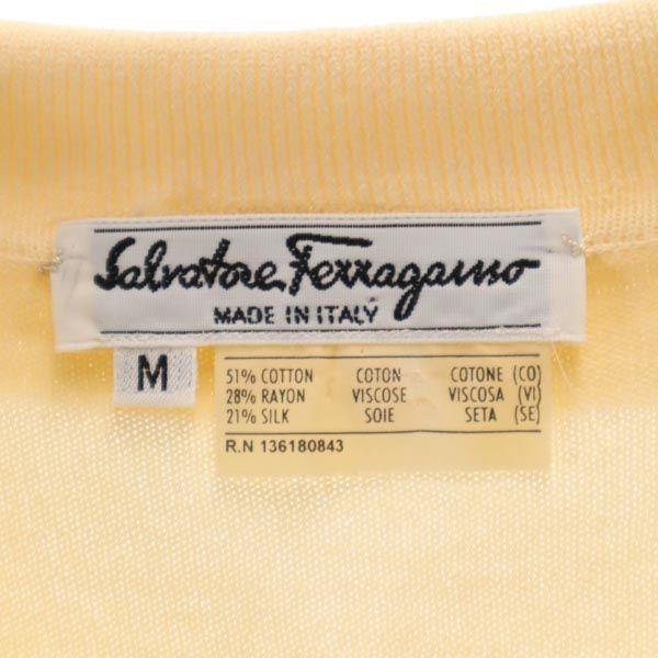 Salvatore Ferragamo Silk Blend Border Pattern Short Sleeve Knit M Sweater Women Used