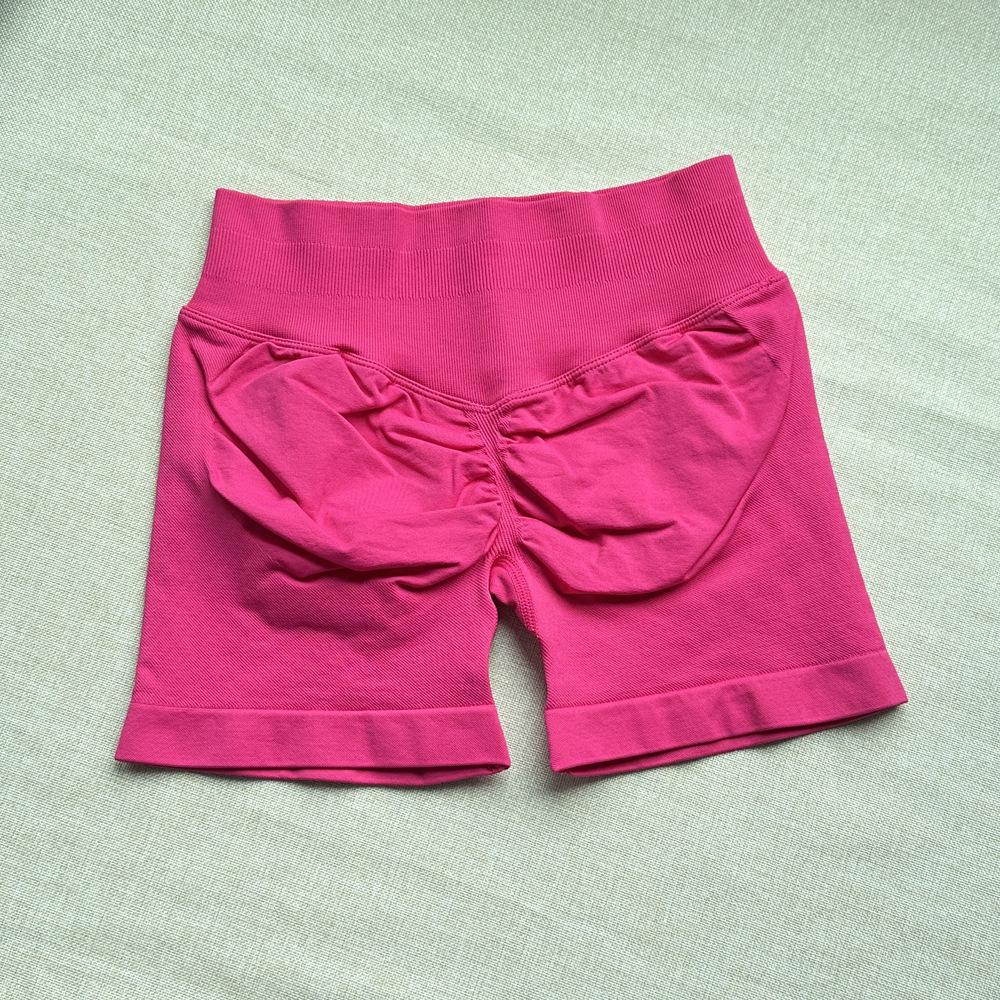 Pantalones Cortos de Yoga DF: 50 Colores, Cintura Original Fruncida de Tres Secciones, Levanta Glúteos, Tiro Bajo, Pantalones de Fitness sin Costuras de Tres Puntos