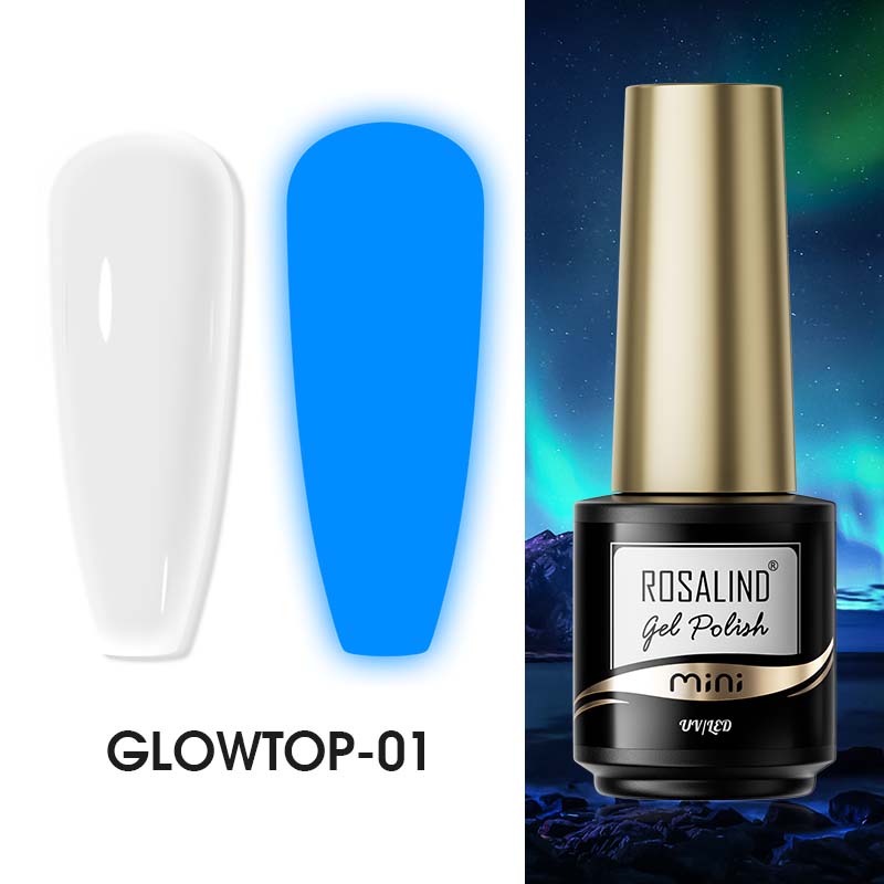 

ROSALIND 7 мл Glow Top Coat Гель-лак для ногтей Синий светящийся верхний слой, отверждаемый УФ/светодиодной лампой