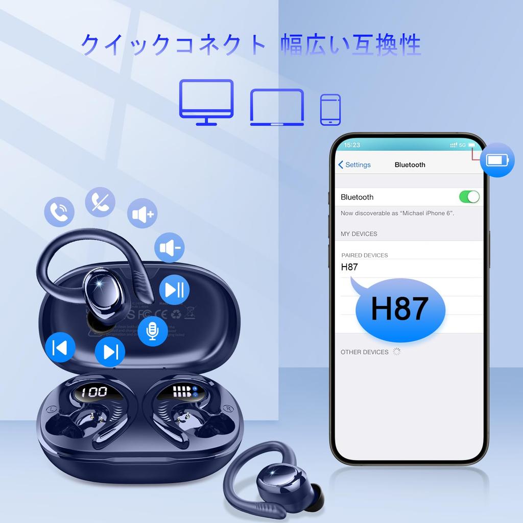 2025 Bluetooth Wireless Instant Automatic Up to 50 Hours of Sound 4 ENC Noise IPX7 LED Perfect for and Sports 5.4 Earbuds, Connection, Pairing,