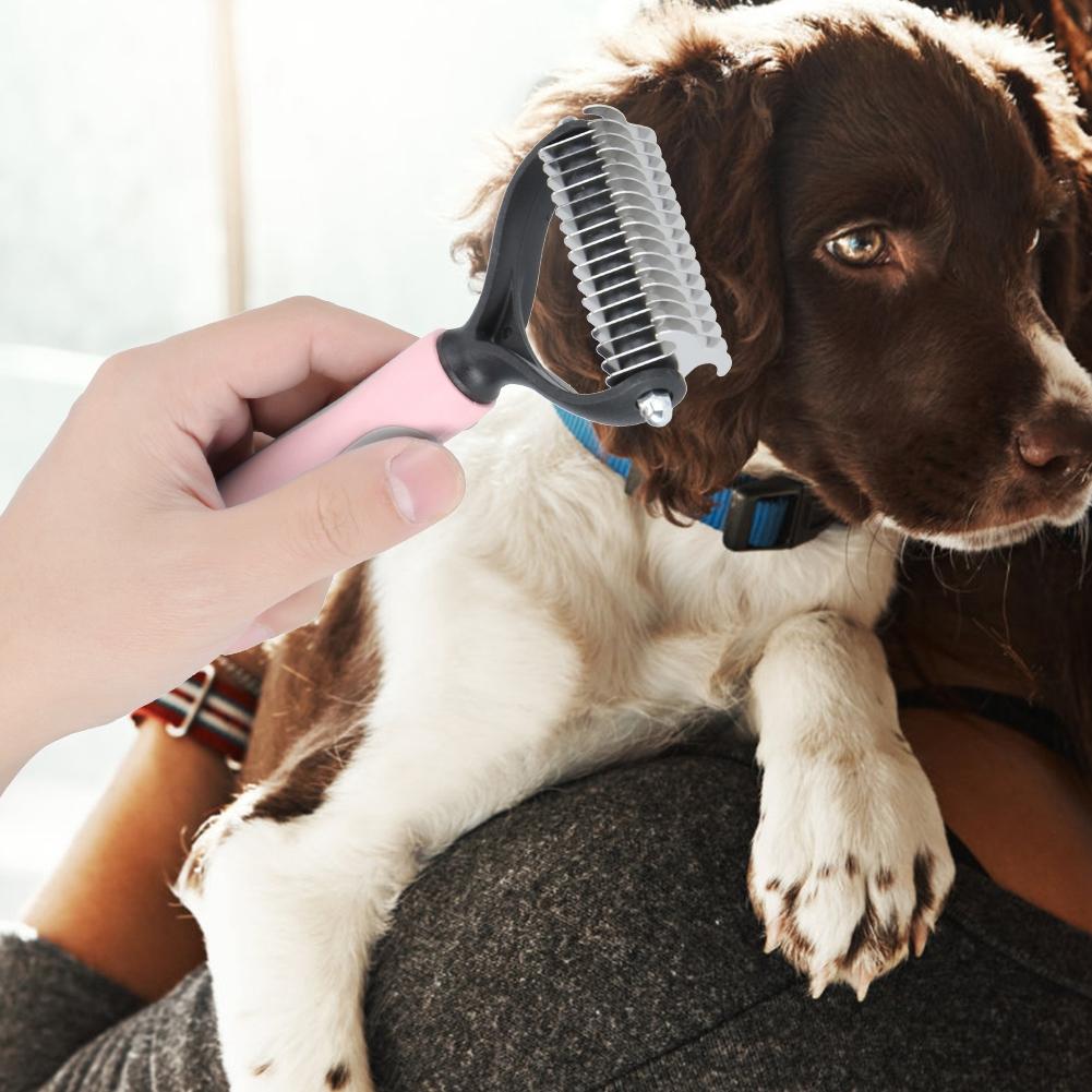 Pet Dog Cat Fur Hair Knot Cutter Rake Hair Removal Comb Brush Grooming Toolpink S