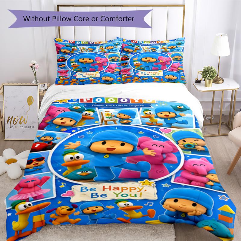 3-teiliges Pocoyo Bettwäsche-Set Bettbezug Verschluss Enthält 1 Bettbezug & 2 Kissenbezüge, Weich und Bequem für Alle Jahreszeiten.