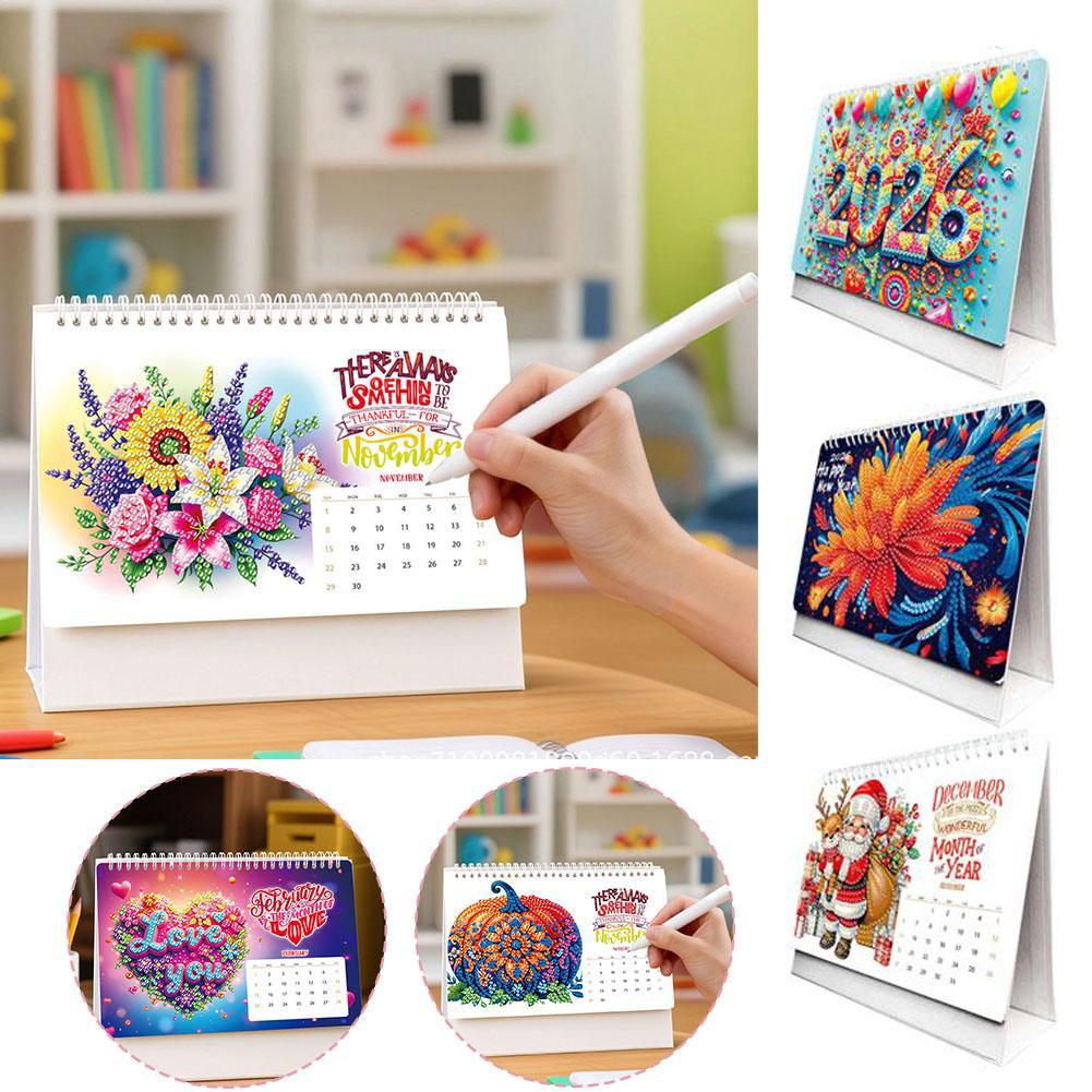 2026 DIY Diamond Painting Calendar Art Desk Calendar Irregular Diamond Painting Crafts Home Office Desktop Calendar Decoration