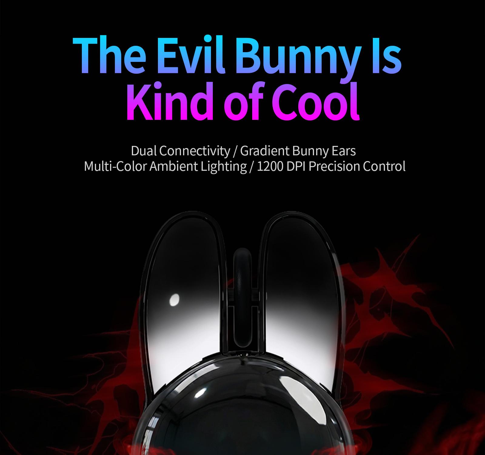 

M6C Evil Rabbit Wireless Dual-Mode Mouse: Premium Office & Tablet Use, High-Value Aesthetic with LED Teeth Lighting