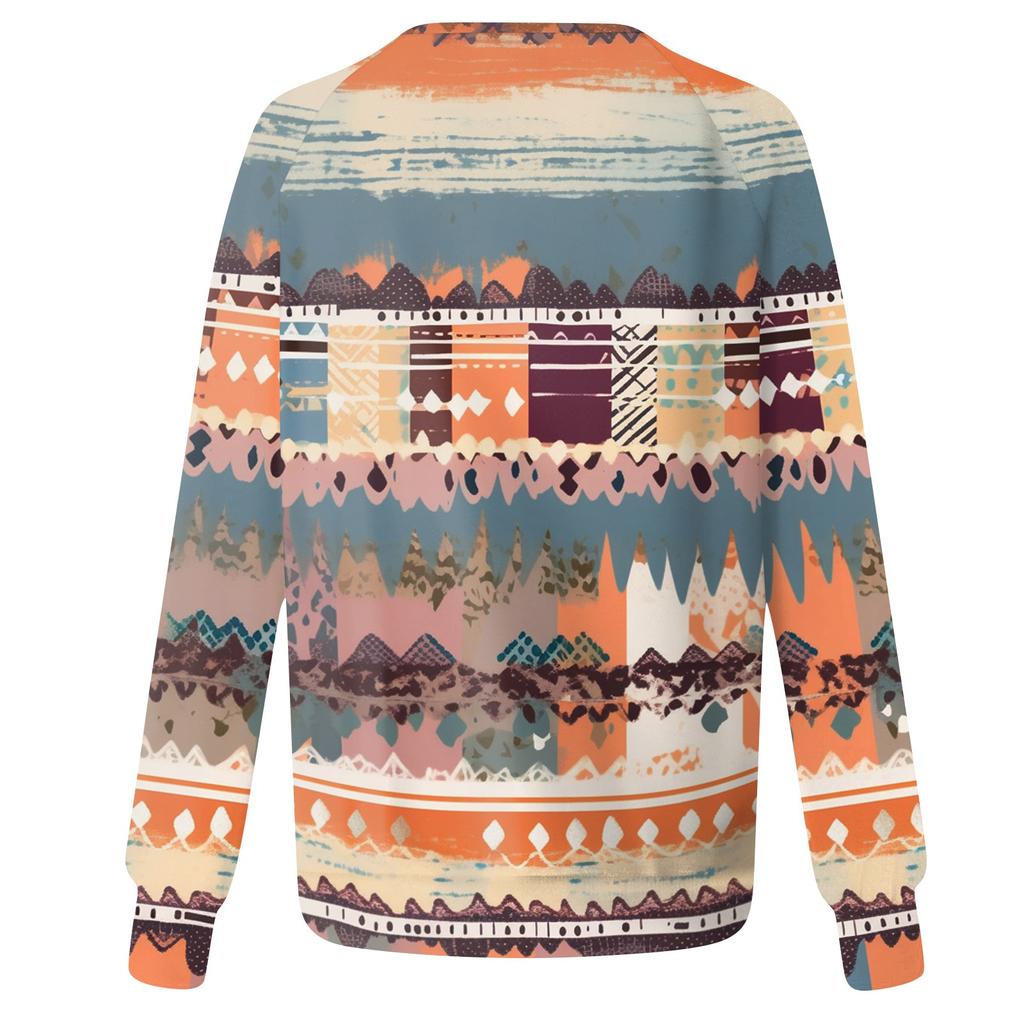 Damen Modisches Rundhals Schulter Langarm Bedrucktes Lässiges Pullover-Oberteil