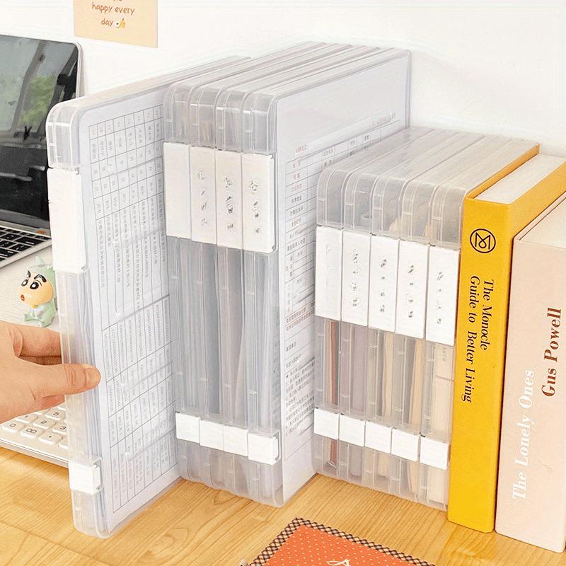 1pc A4 File Storage Box Transparent File Contract Classification Bills Sorting Office Document Case Organizer Supplies Dustproof Box