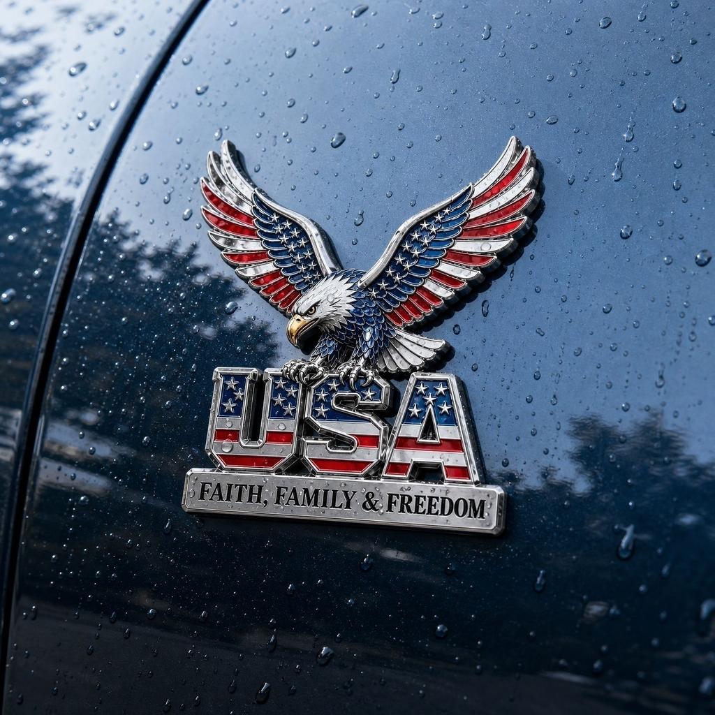 VS Geloof Familie Vrijheid Metalen Embleem Auto Badge met Adelaar Ontwerp Duurzaam en Gedetailleerd Voertuig Accessoire voor Buiten Decoratie