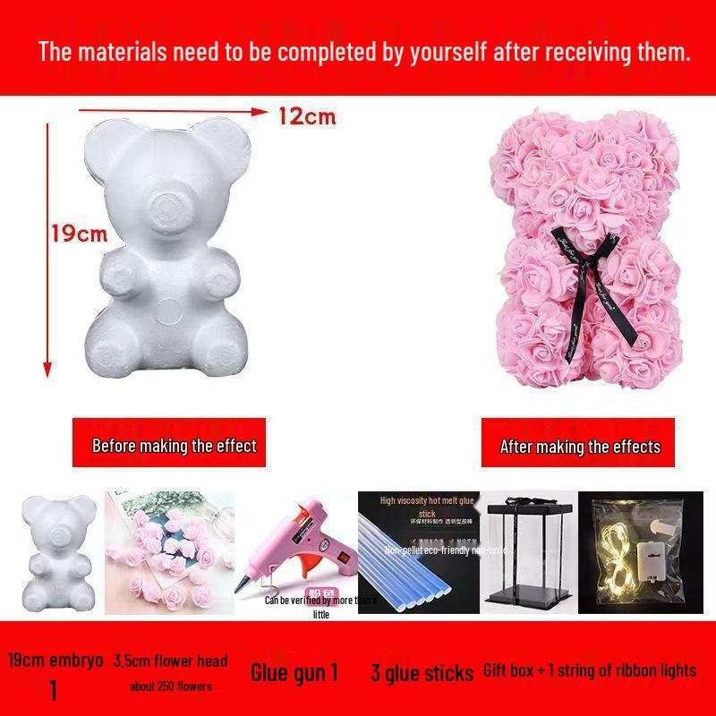 Handmade Everlasting Rose Bear DIY Kit for Valentine's & Qixi Festival