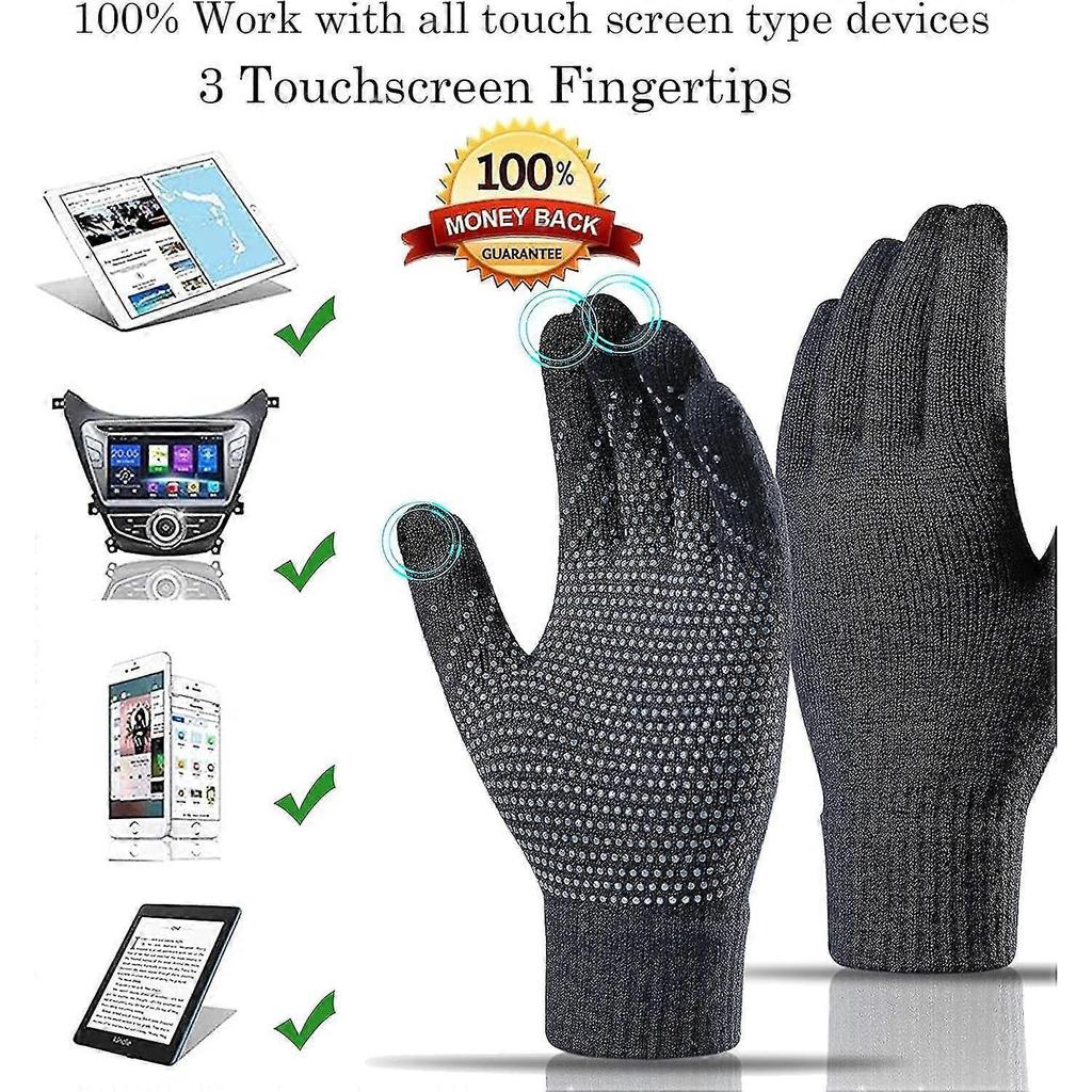 3-teiliges Wintermützen-, Schal- und Handschuh-Set für Damen oder Herren, Unisex, Warme gestrickte Beanie-Mütze mit Fleece-Futter, Langer Schal für den Hals und Touchscreen-Handschuhe