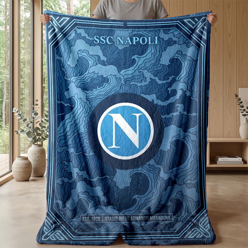 Coperta in Pile di Flanella Morbida Napoli FC Leggera Accogliente Calda Coperta da Lancio per Divano Letto Decorazione per la Casa