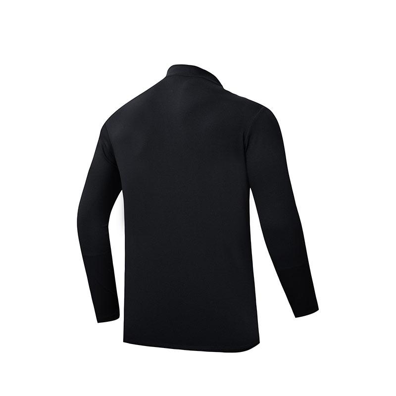 Anta Plain Stand Collar Long Sleeve T-Shirt Men Tops Black 952437401-4