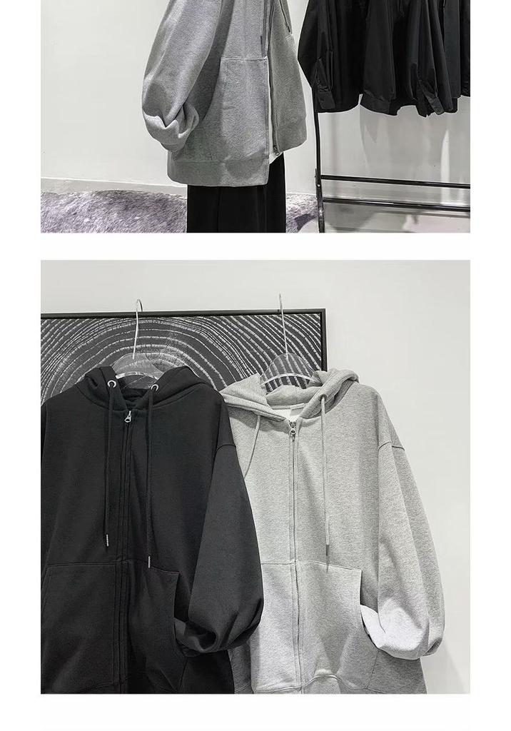 Men's Spring/Autumn Hooded Cardigan Sweatshirt - Casual Loose Fit American Style Sportswear.