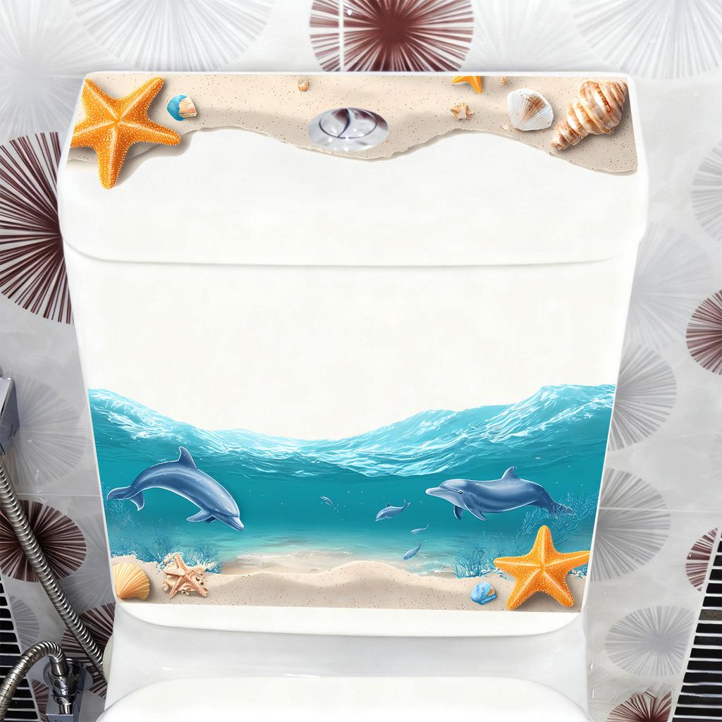 Beach Ocean Removable Flip Toilet Waterproof Sticker