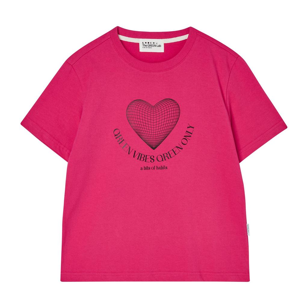 THE GREEN LAB Heart Planet 1 Graphic Short Sleeve T-Shirt [Pink]