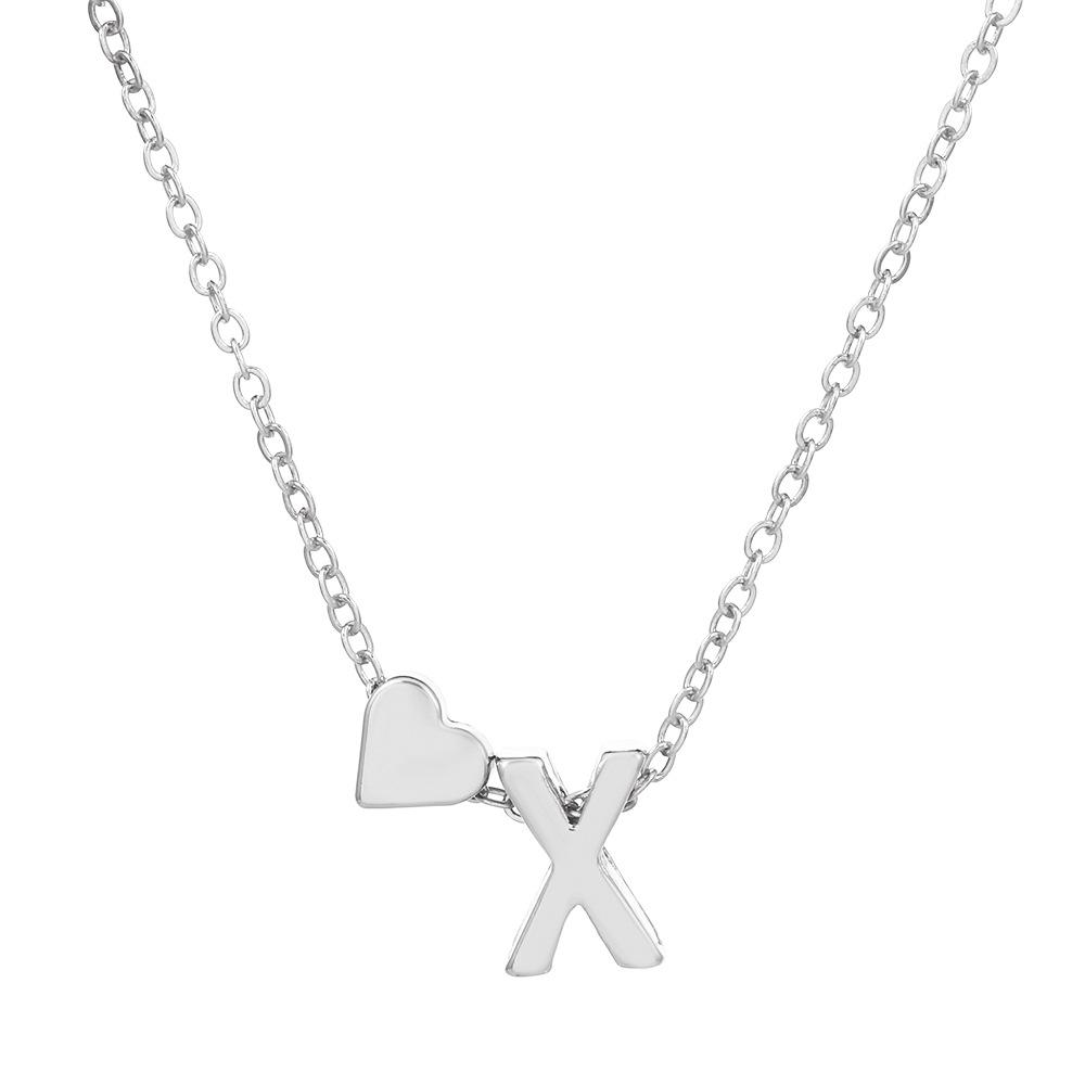 European & American Alphabet Love Heart Pendant Necklace – Versatile Peach Heart Clavicle Chain