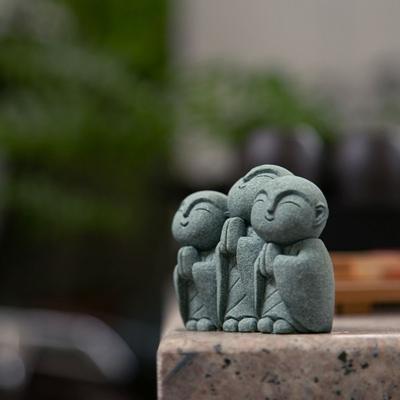 Figurine Exquise de Petits Moines Ornement de Jardin Zen Fait Main Statue de Bouddha Style Japonais Jardin
