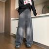 JYL Men's Wide-Leg Jeans Vintage Washed American High-Street Floor Flare Denim