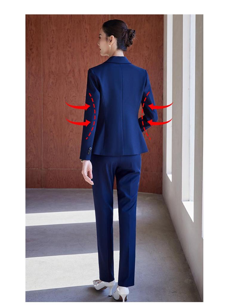 Yumeiya Elegant Professional Suit Set - Spring Thick Style Waist-Slimming Long-Sleeved Workwear Uniform.