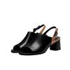 Sandals summer new leather high-heeled real soft leather thick heel large size European and American fish mouth fashion sandals