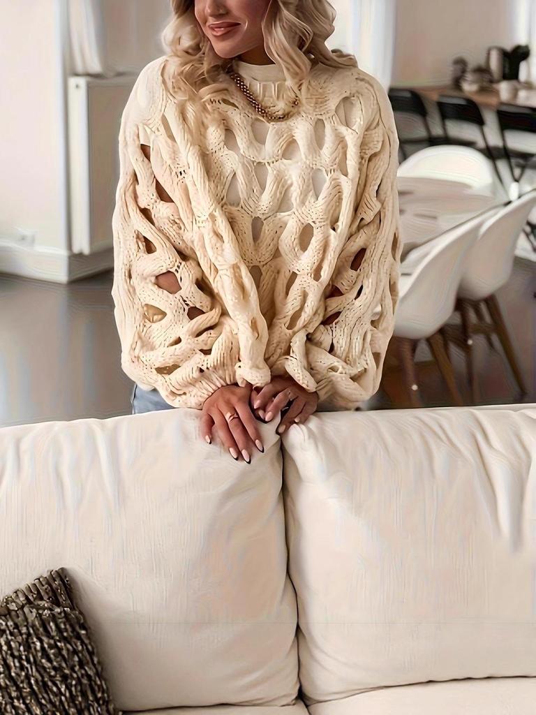 Women's Casual Loose Long Sleeve Sweater for Spring & Summer Beach Vacations