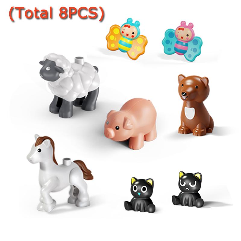 8pcs/7pcs/6pcs Animal Building Blocks Set Educational Creative Construction Toys Animal Design Toys Large Animal Blocks Kid Gift