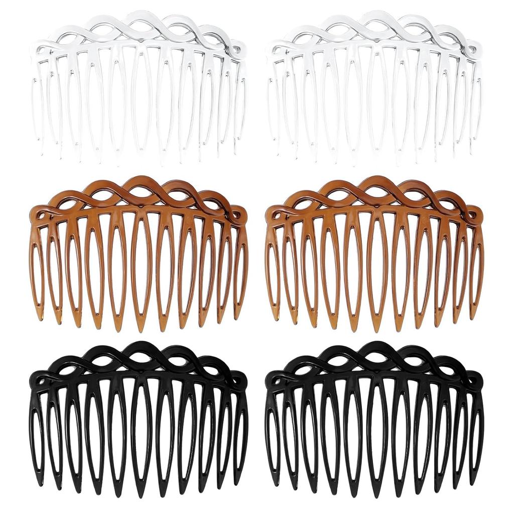 6PCS French Hair Combs for Women - Resin Decorative Comb Clips, Small Hair Styling Tools for Curly Straight Hair, Bridal Wedding Accessories