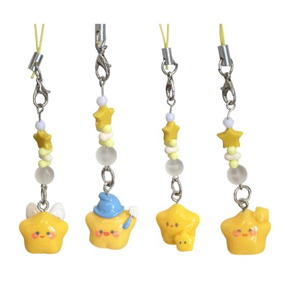 Decorative Pendant Cartoon Star Beaded Charm Portable Bag Pendant with Lanyard Mobile Phone Hanging Ornament