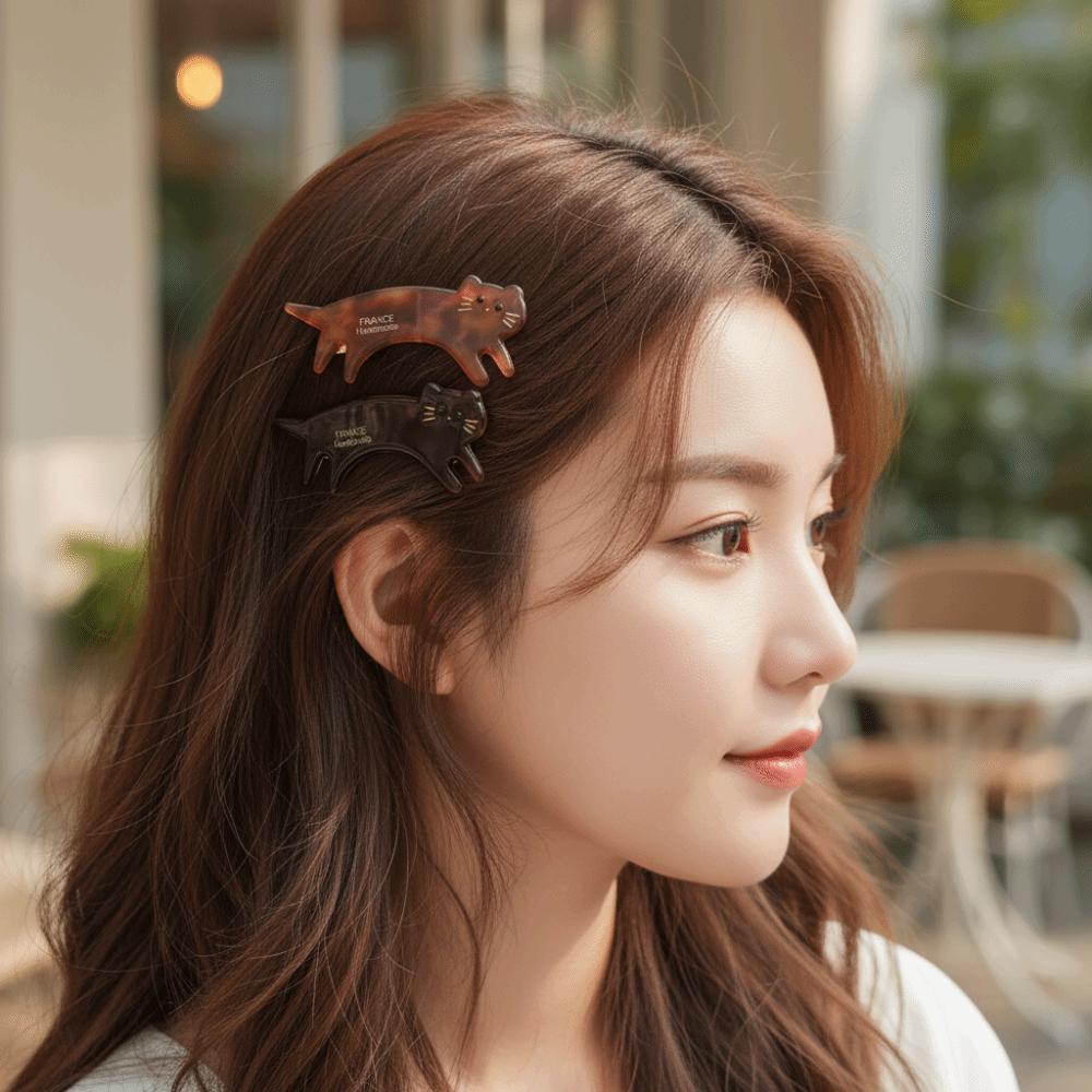 Acetic Acid Animals Hairpin Small Cute Side Clip Personalized Cat Shaped Hair Clip  Vacation