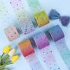 25yards Rainbow Sequin Mesh Ribbon Star Moon Heart Sequins Colorful Tulle Ribbon Roll DIY Craft Material Gift Wrap Supplies