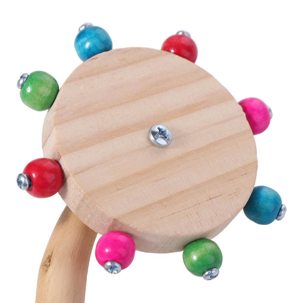 Natural Wooden Parrot Rotating Windmill Station Rod Colorful Birds Standing Perch Toy  Budgies