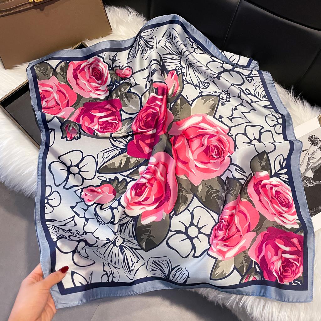 Luxury Print 70*70Cm Silk Square Scarf Women Soft Satin Hairband Neckerchief Tie Female Headband Foulard Bag Ribbon Gift