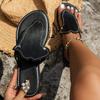 Sommer Neue Damen Zehensandalen für Freizeit Urlaub Strand Zehensteg Übergröße Flache Hausschuhe für Frauen Designerschuhe Hausschuhe Pantoletten