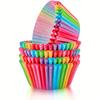 100 Colorful Cupcake Liners | Standard Size Greaseproof Baking Cups for Decorating Cupcakes, Muffins, and Wrapping Paper