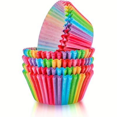 100 Colorful Cupcake Liners | Standard Size Greaseproof Baking Cups for Decorating Cupcakes, Muffins, and Wrapping Paper