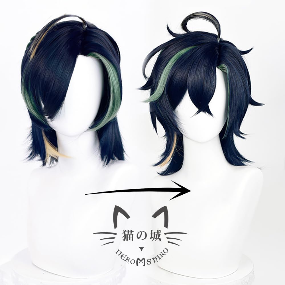 Genshin Impact Cat Castle Kiinichi Cosplay Wig, Heat-Resistant, Anime Costume Accessory, Parties, Events, Halloween Costume, Includes Wig Net