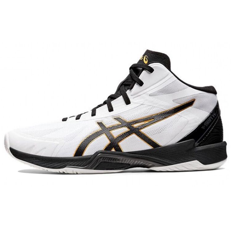 Asics V-Swift FF MT 3 Comfortable Shock Absorption Durable Supportive Mid-Top Volleyball Training Shoes Unisex sneaker White Black 1053A044-100