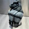 Winter New Mohair Striped Women Scarf Girls Female Warm Thickened Long Scarves Soft Coarse Braid Tassel Shawl Retro Wrap Shawls
