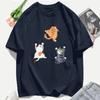 Three Cats Climbing Upwards And Escaping Print T-Shirt Women Soft Y2K T Shirts Cotton Casual Woman Clothes Crewneck Oversize Top