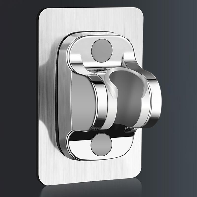 

Самоклеящийся держатель для душевой штанги и лейки, регулируемый, настенный, фиксированная базовая пластина, кронштейн для аксессуаров для ванной комнаты серебряный