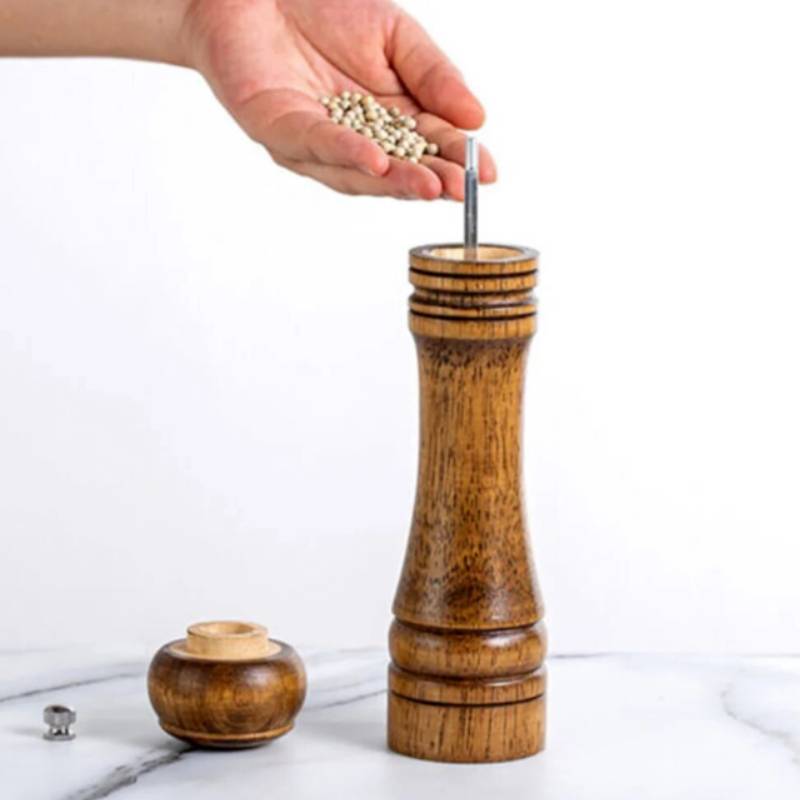 Antique Finish Wooden Spice Grinder With Manual Pepper And Salt Mill For Cooking Enthusiasts