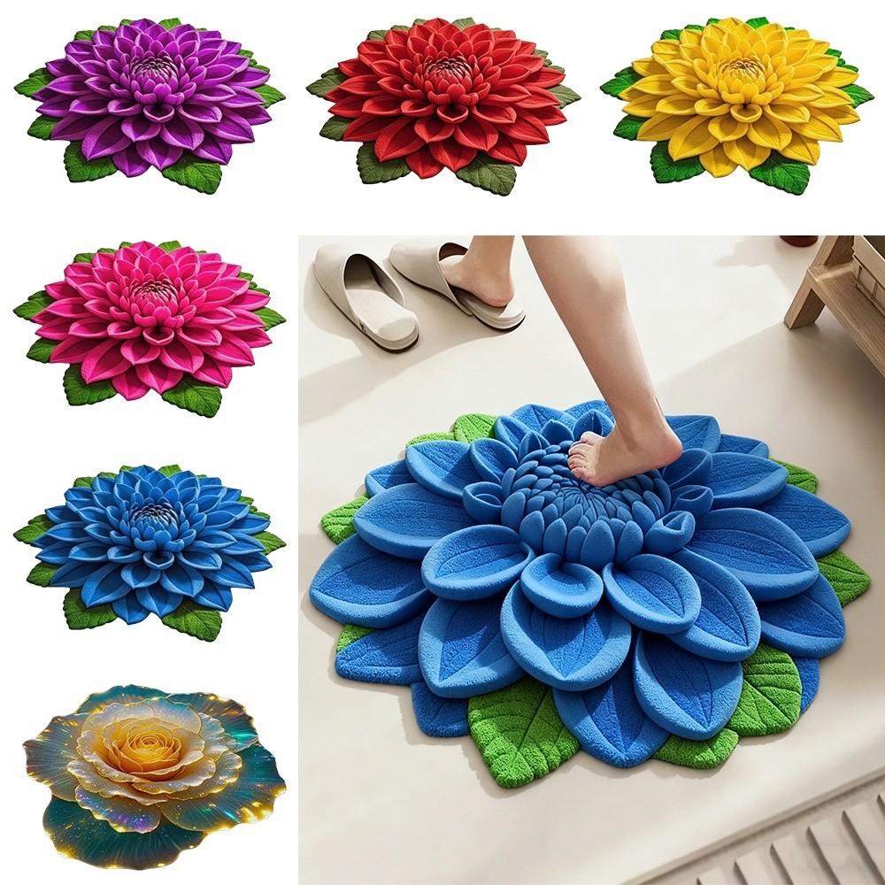 Special-shaped 3D Flower Carpet Non-slip Absorbent Bathroom Floor Mat Soft Dirt-resistant Door Blanket