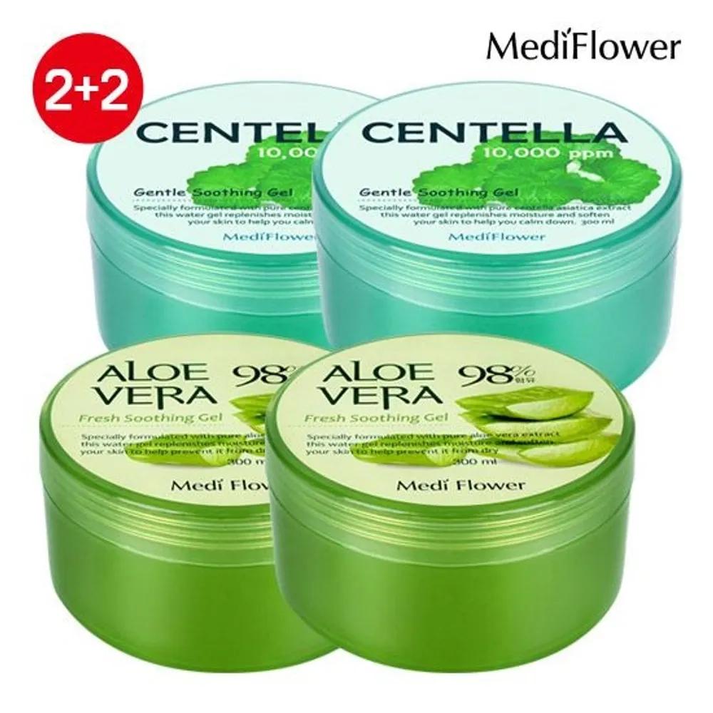 Aloe Vera Fresh Soothing Gel 300ml x2 + Centella Gentle Soothing Gel 300ml x2