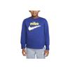 Sweatshirt Letter Logo Print Round Neck Casual Fleece Kids Tops Deep-Navy DQ3860-455