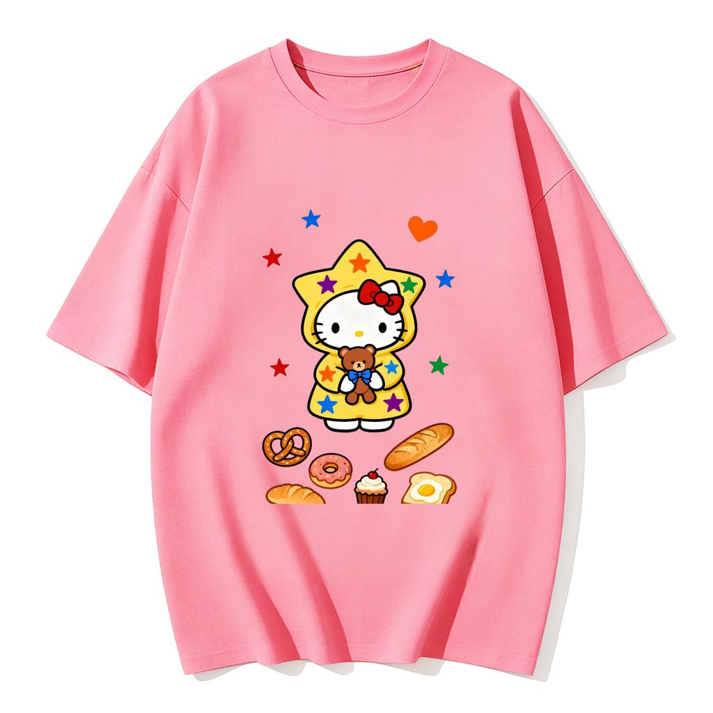 2026 Hello Kitty Tee soft cotton short sleeve crew neck cute print lightweight summer top for Women daily casual wear