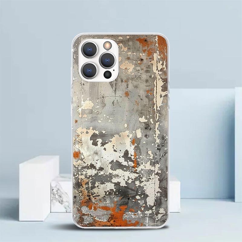 Vintage Industrial Style Rusty Pattern Soft Cover for iPhone 16 17 Air 15 14 Pro Max 16E Phone Case 13 Mini 12 11 7 SE 8 Print P