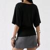 European and American new cross V-neck top, waist minimalist solid color short light commuter and thin bottoming shirt