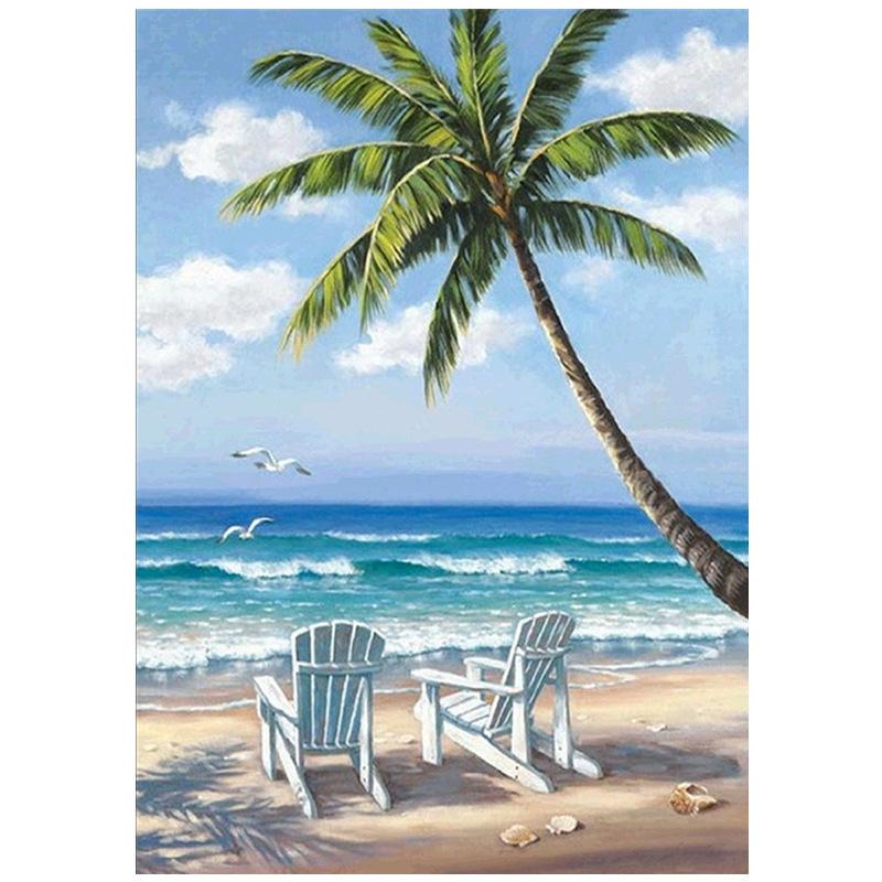 DAERLE DIY Kit Pittura Diamante Spiaggia, 5D Cuore Scintillante Diamond Painting Kit Completo Per Adulti Strass Ricamo Punto Croce Arte E Artigianato Fai Da Te, Decorazione Per Casa E Delle Pareti