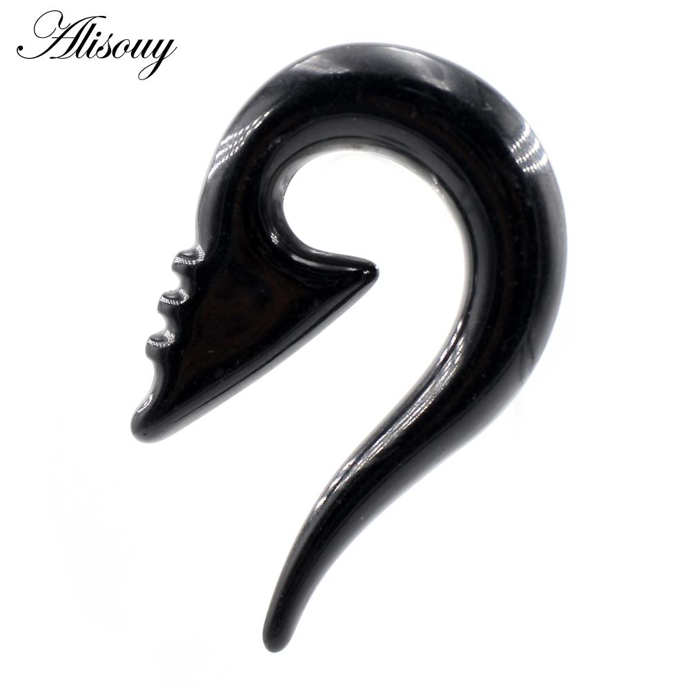 Alisouy 2 pièces 2-8mm couteau noir acrylique spirale bouchons d'oreille civière expanseur Tunnels cônes jauges boucles d'oreilles corps Piercing bijoux