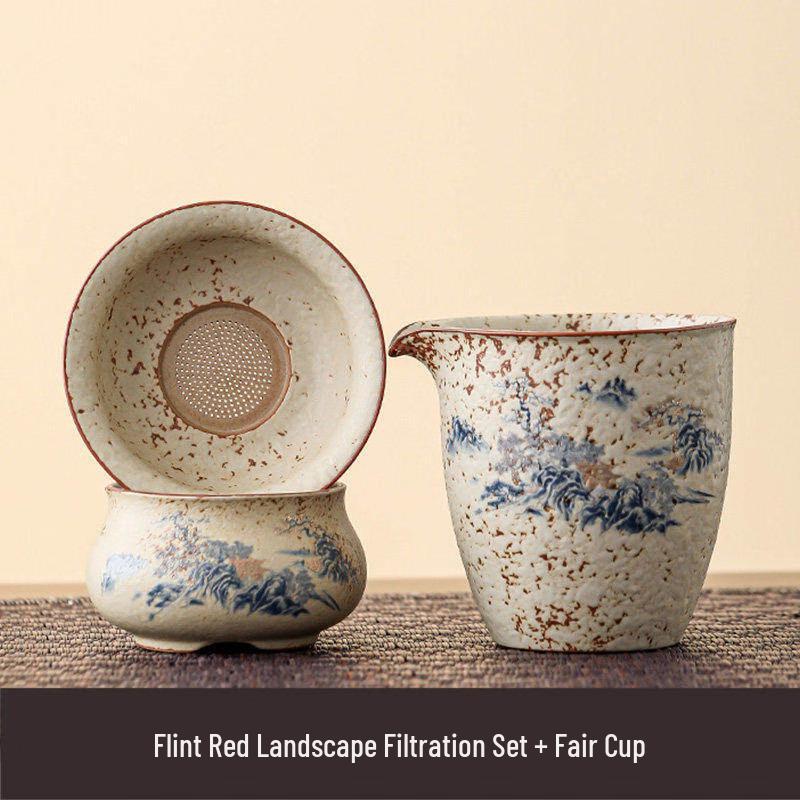 Chaxun Flint Red Landscape Gongdao Cup & Filter Set